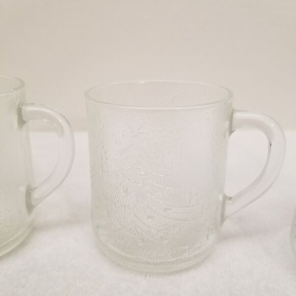 DURALEX made in France 11.5 ounces 4 clear cups with etched Christmas trees vint - Picture 4 of 16